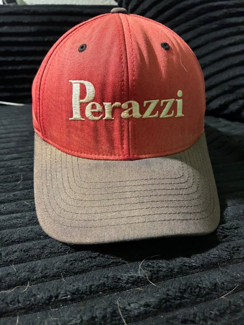 Vintage Perazzi Strapback Hat Red Tan Pacific Pro Series 302C Retro Dad Hat